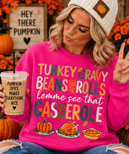 Turkey Gravy Beans and Rolls Lemme See That Casserole Graphic