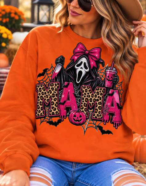 Spooky Mama Leopard Bow Graphic Tee
