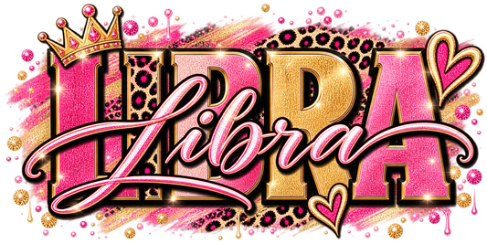 Blush pink and gold glitter wordmark with leopard print, script underline, hearts, and crown