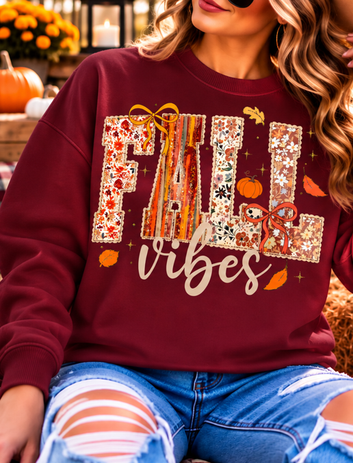 Floral Patchwork Fall Vibes Graphic Tee