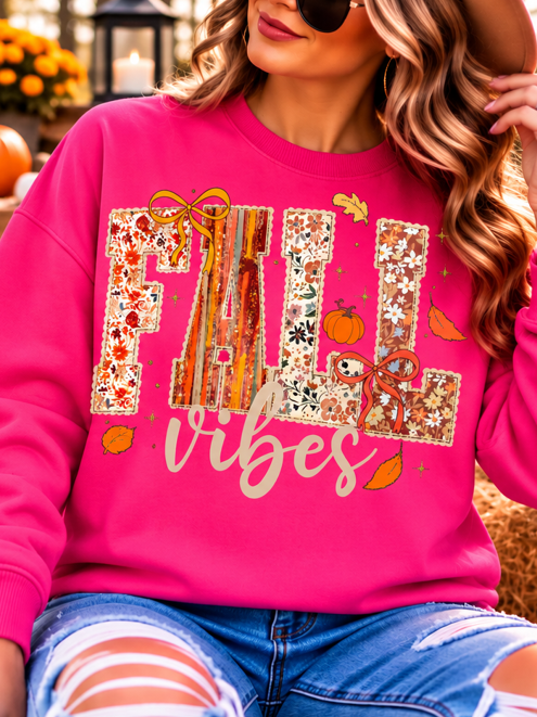 Floral Patchwork Fall Vibes Graphic Tee