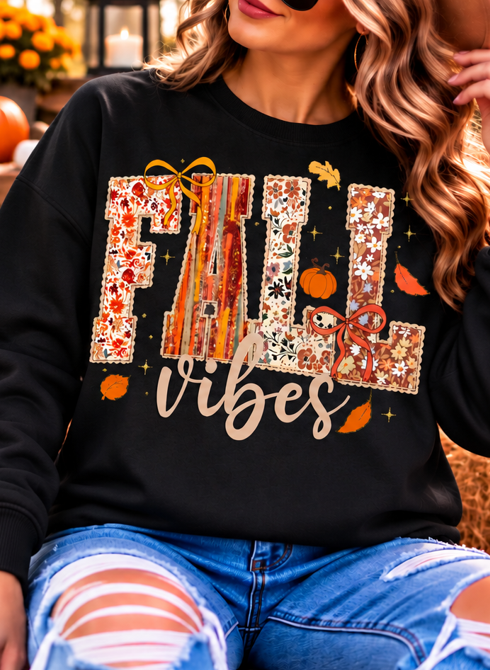 Floral Patchwork Fall Vibes Graphic Tee