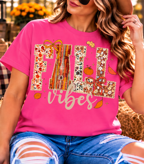 Floral Patchwork Fall Vibes Graphic Tee
