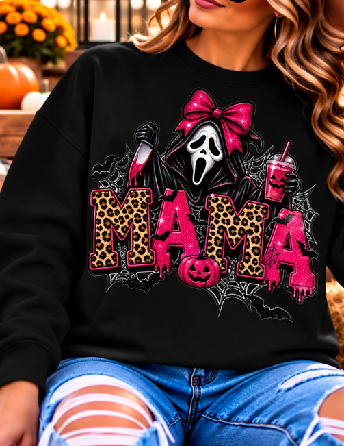 Spooky Mama Leopard Bow Graphic Tee