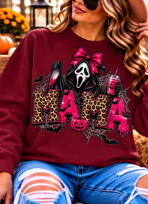 Spooky Mama Leopard Bow Graphic Tee