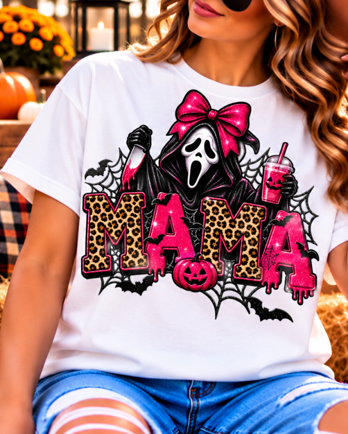 Spooky Mama Leopard Bow Graphic Tee