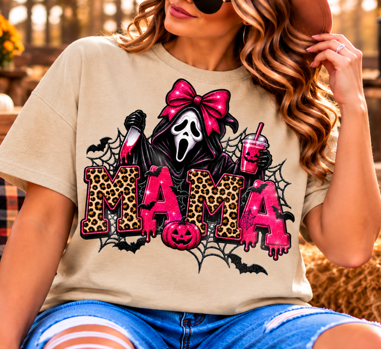 Spooky Mama Leopard Bow Graphic Tee