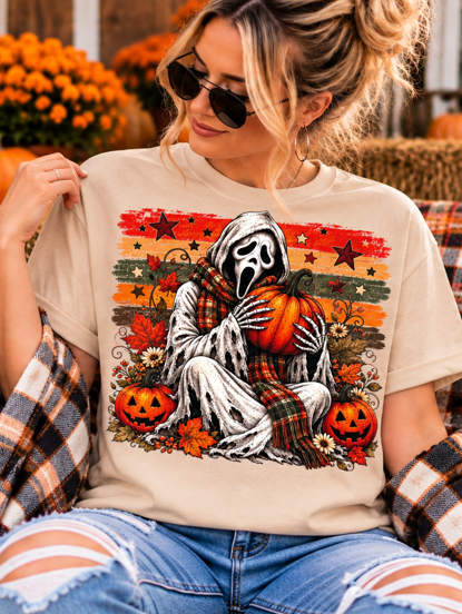 Pumpkin Hug Fall Ghost Graphic Tee