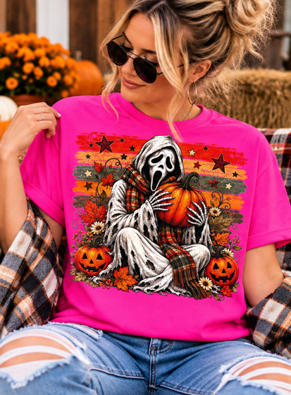 Pumpkin Hug Fall Ghost Graphic Tee