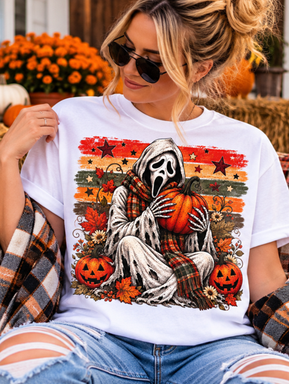 Pumpkin Hug Fall Ghost Graphic Tee