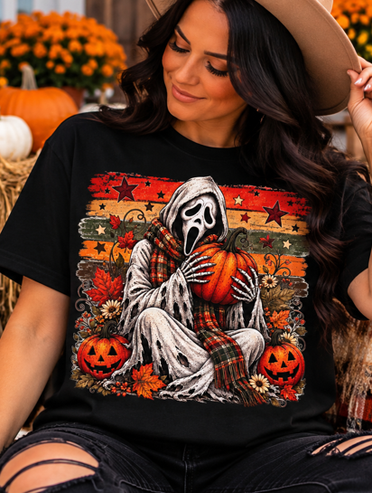 Pumpkin Hug Fall Ghost Graphic Tee