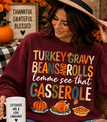 Turkey Gravy Beans and Rolls Lemme See That Casserole Graphic