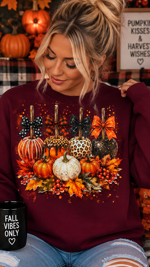 Fall Candy Apples and Pumpkins