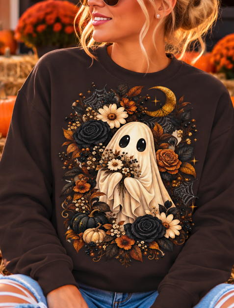 Floral Moon Ghost Sleeve Crewneck