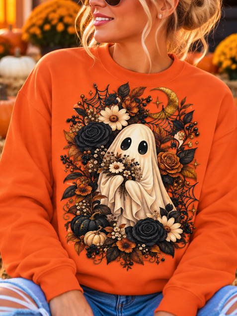 Floral Moon Ghost Sleeve Crewneck