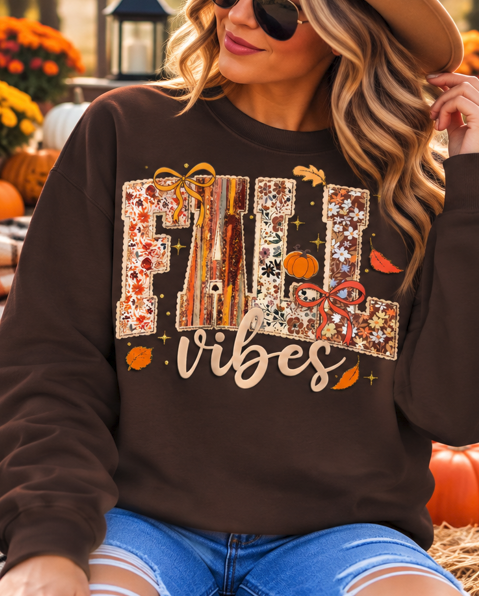 Floral Patchwork Fall Vibes Graphic Tee