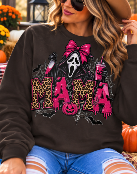 Spooky Mama Leopard Bow Graphic Tee